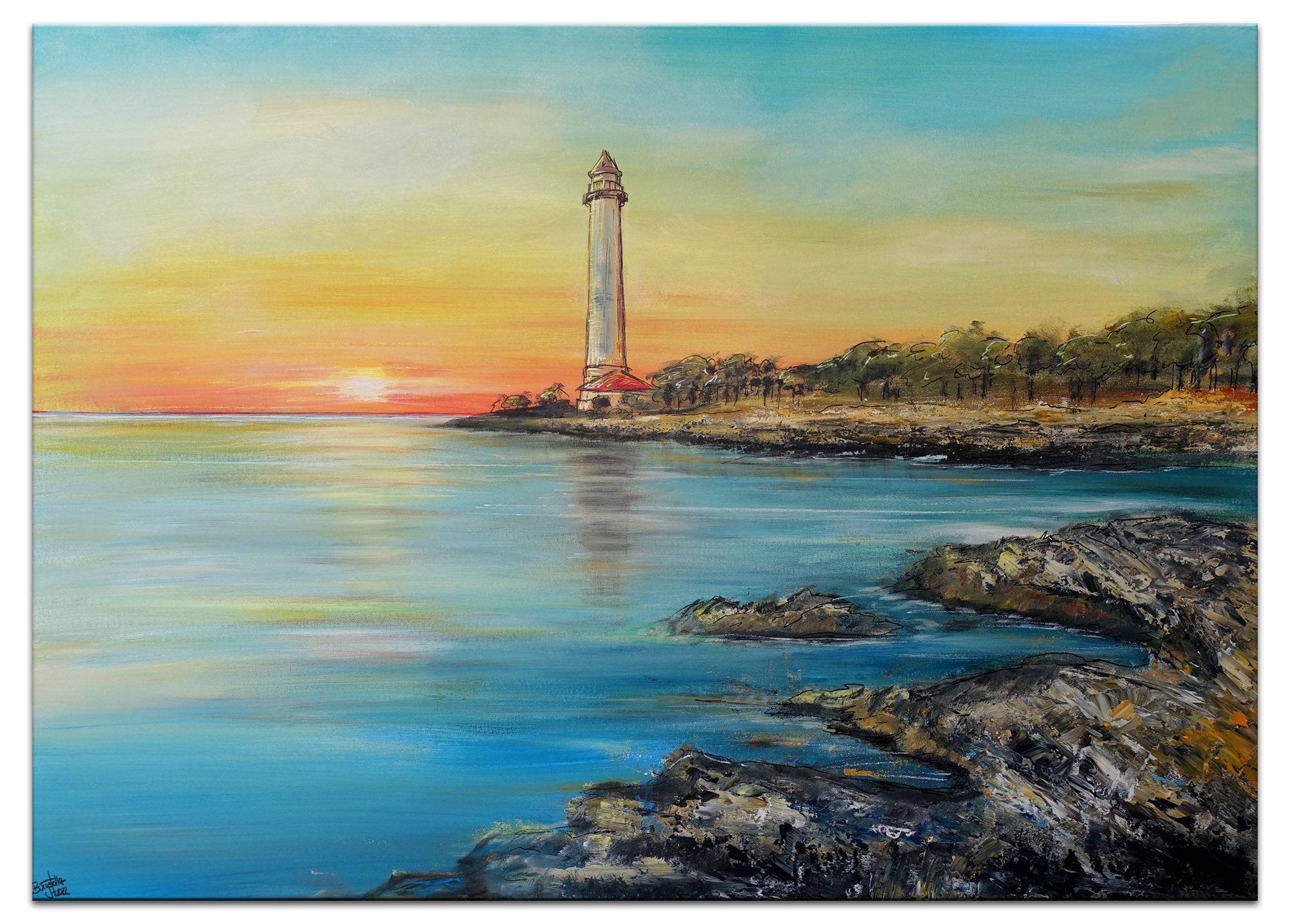Leuchtturm Kroatien Original Gemälde Küste Meer