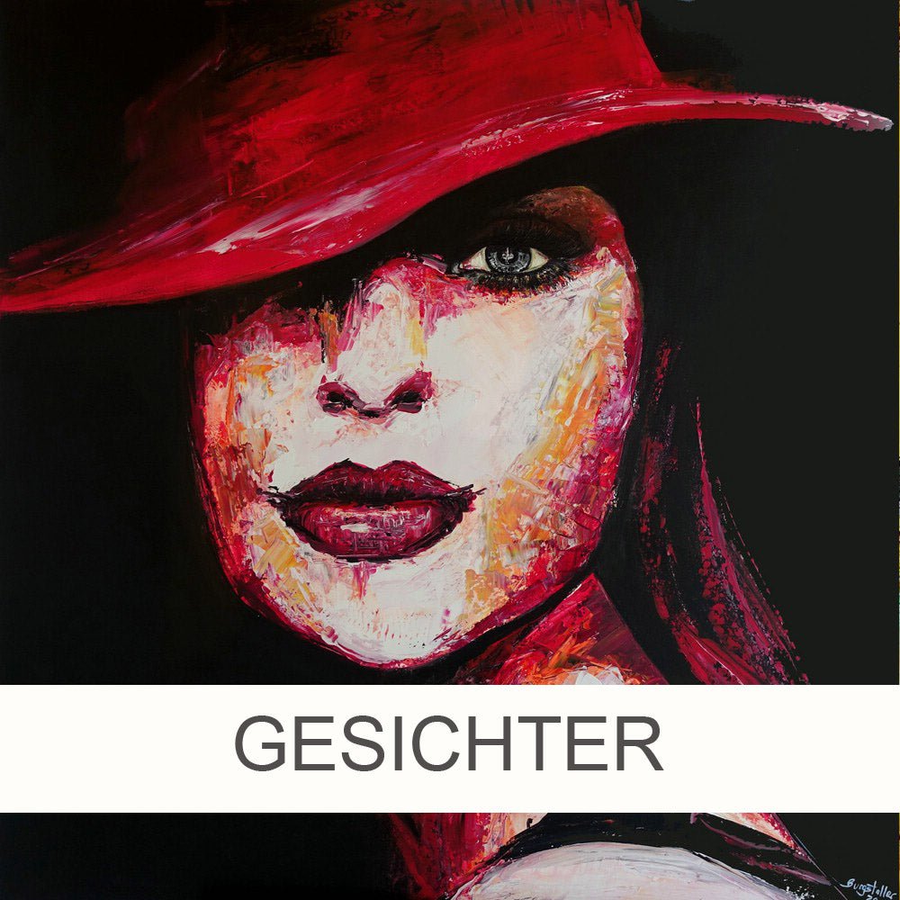 Abstrakte Gesichter Acryl Gemälde - Moderne Porträt Malerei - Atelier Burgstallers-Art