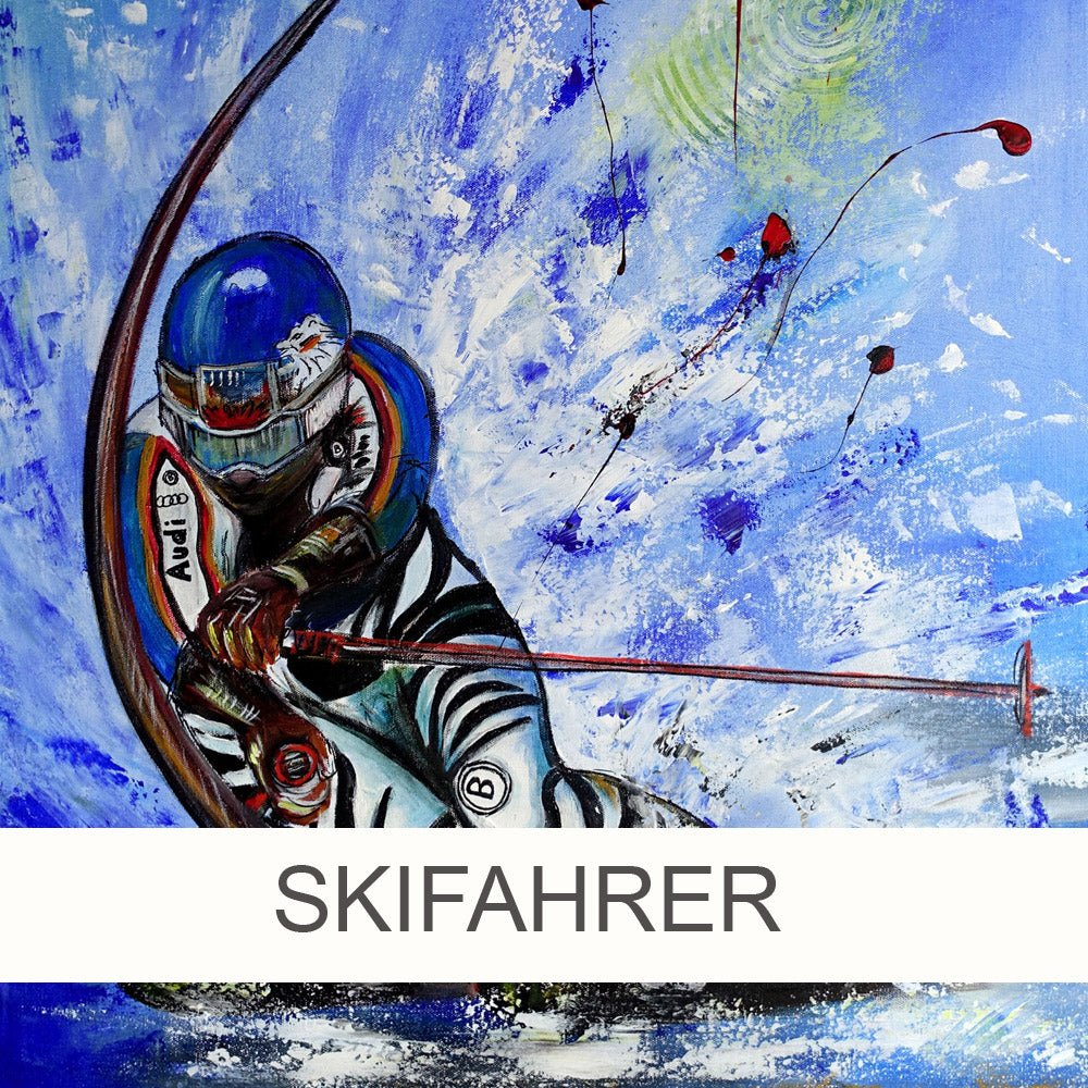 Handgemalte Skifahrer Bilder - Skifahrer Gemälde - Ski Sport Malerei - Atelier Burgstallers-Art