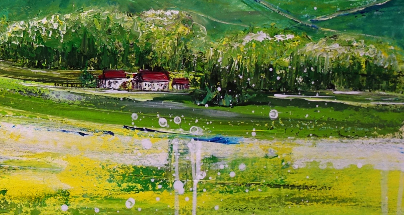 Allgäu - Panorama Gemälde Berge Wiesen Acrylbild