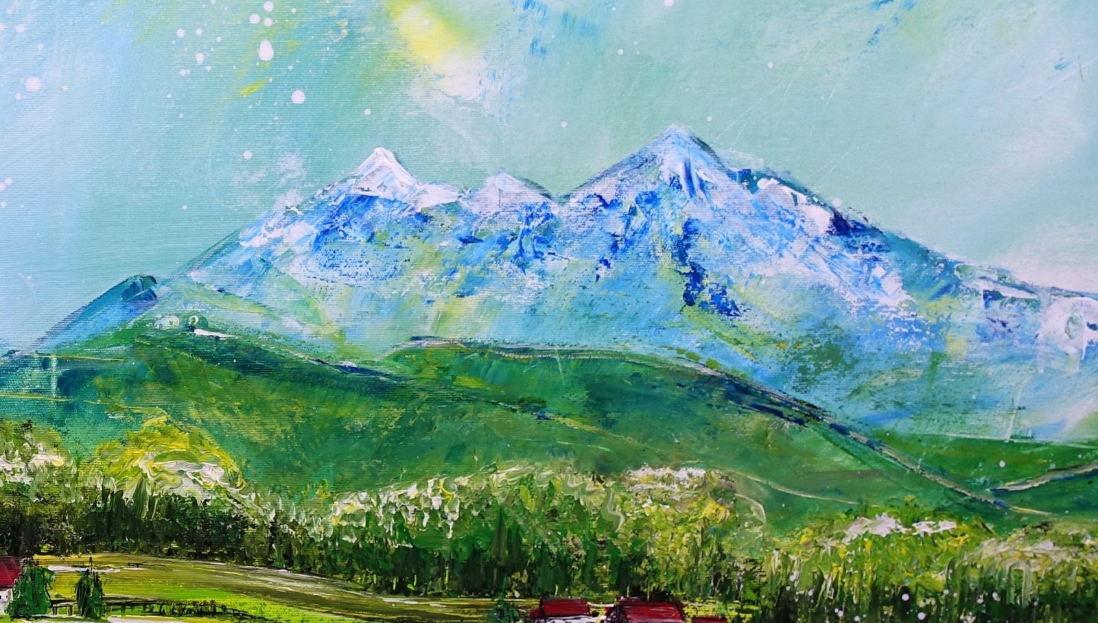 Allgäu - Panorama Gemälde Berge Acrylbild Leinwandbild