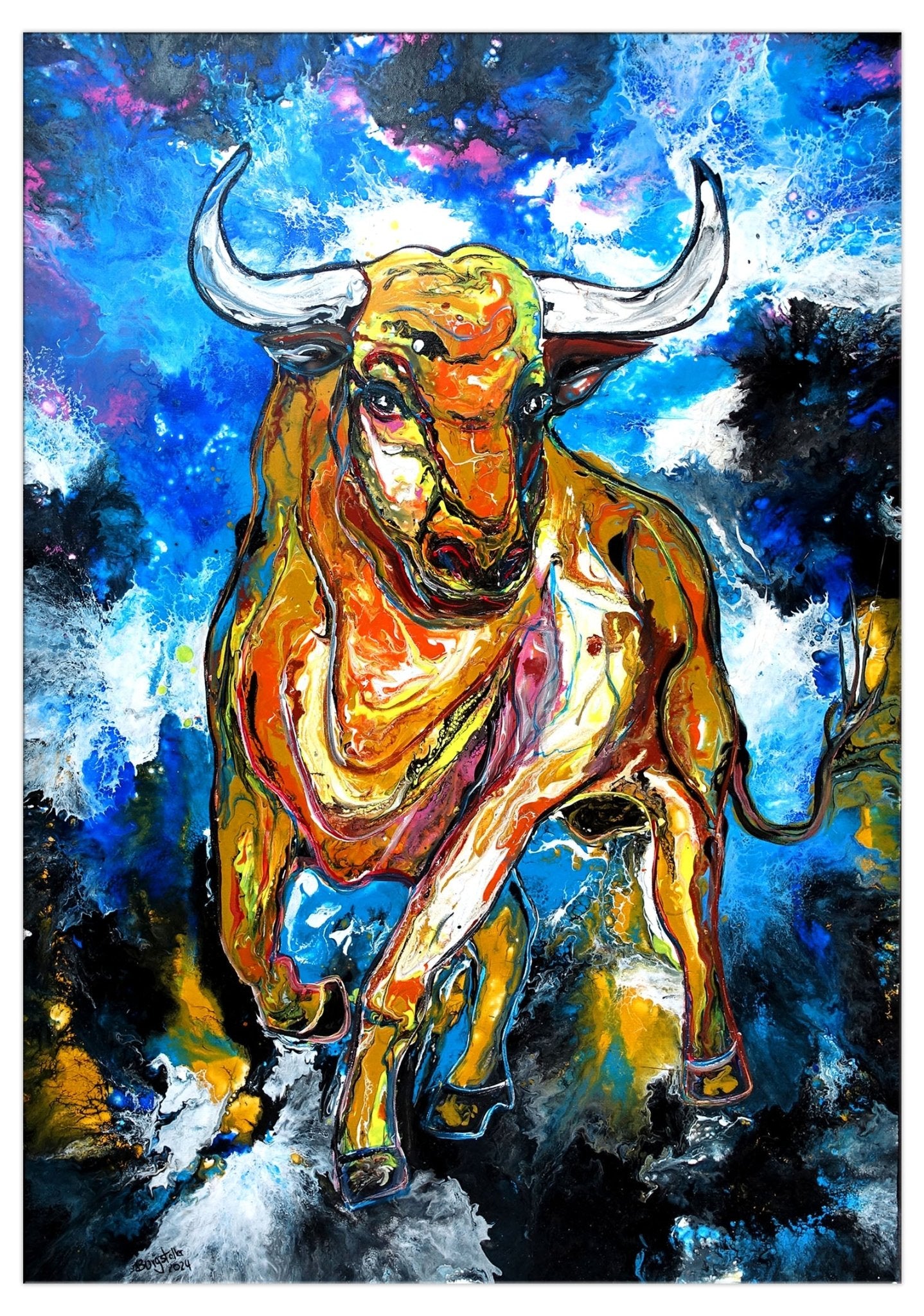 Bailador wandbild stier abstrakt leinwand acryl gemälde 70x100 2402