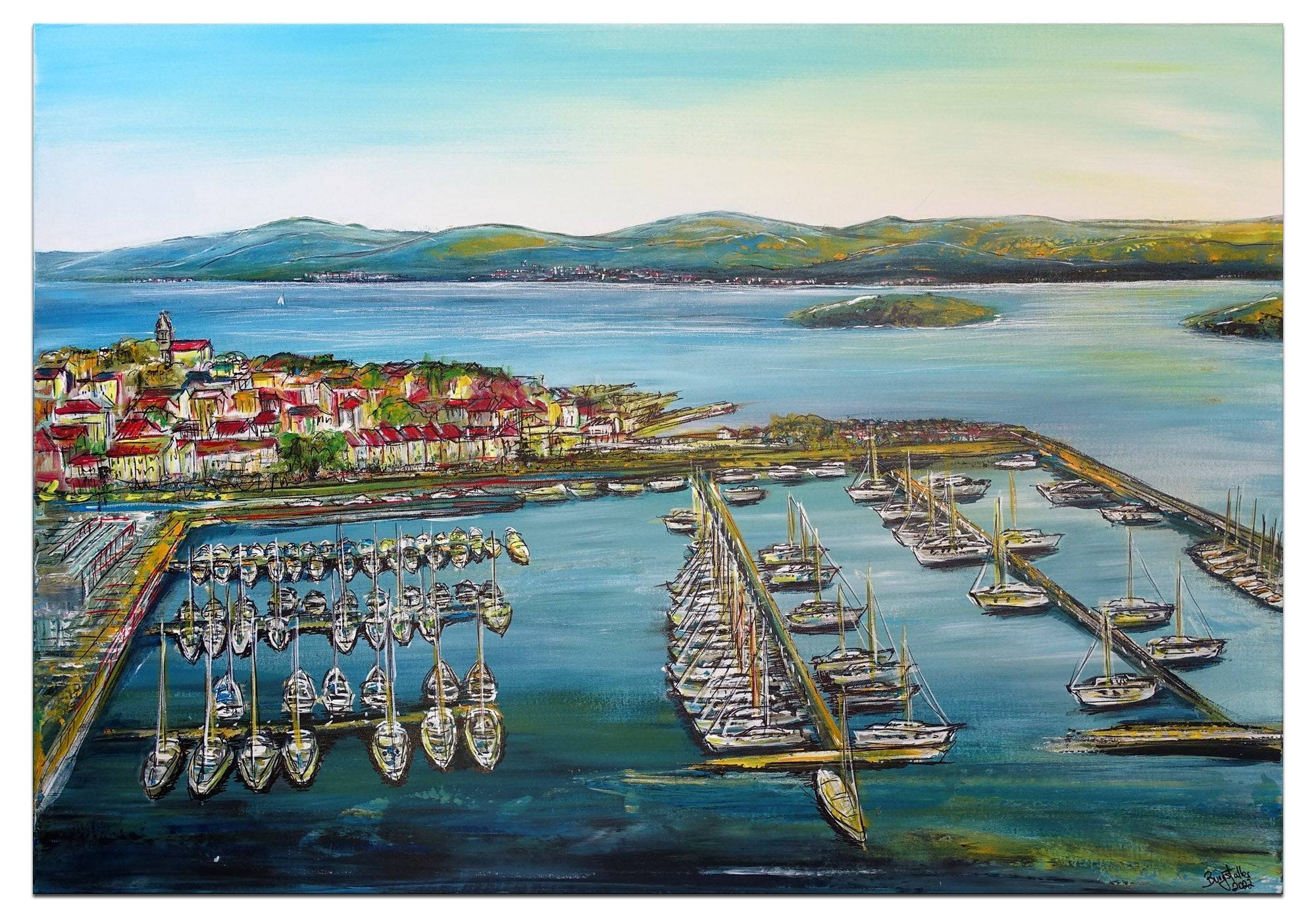 Biograd Kroatien - handgemaltes Wandbild in Acryl auf Leinwand