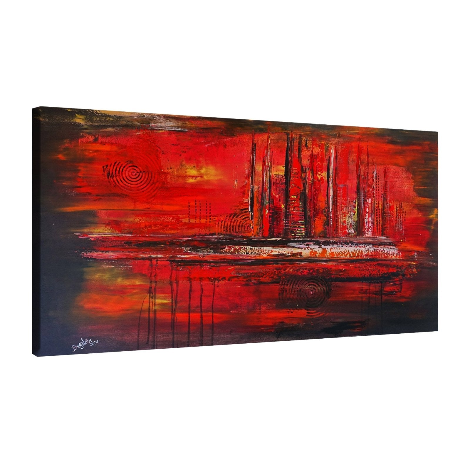 Rotes abstraktes Kunst Bild - Leinwandbild