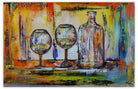 Cognac Gläser Flasche abstrakt handgemalt