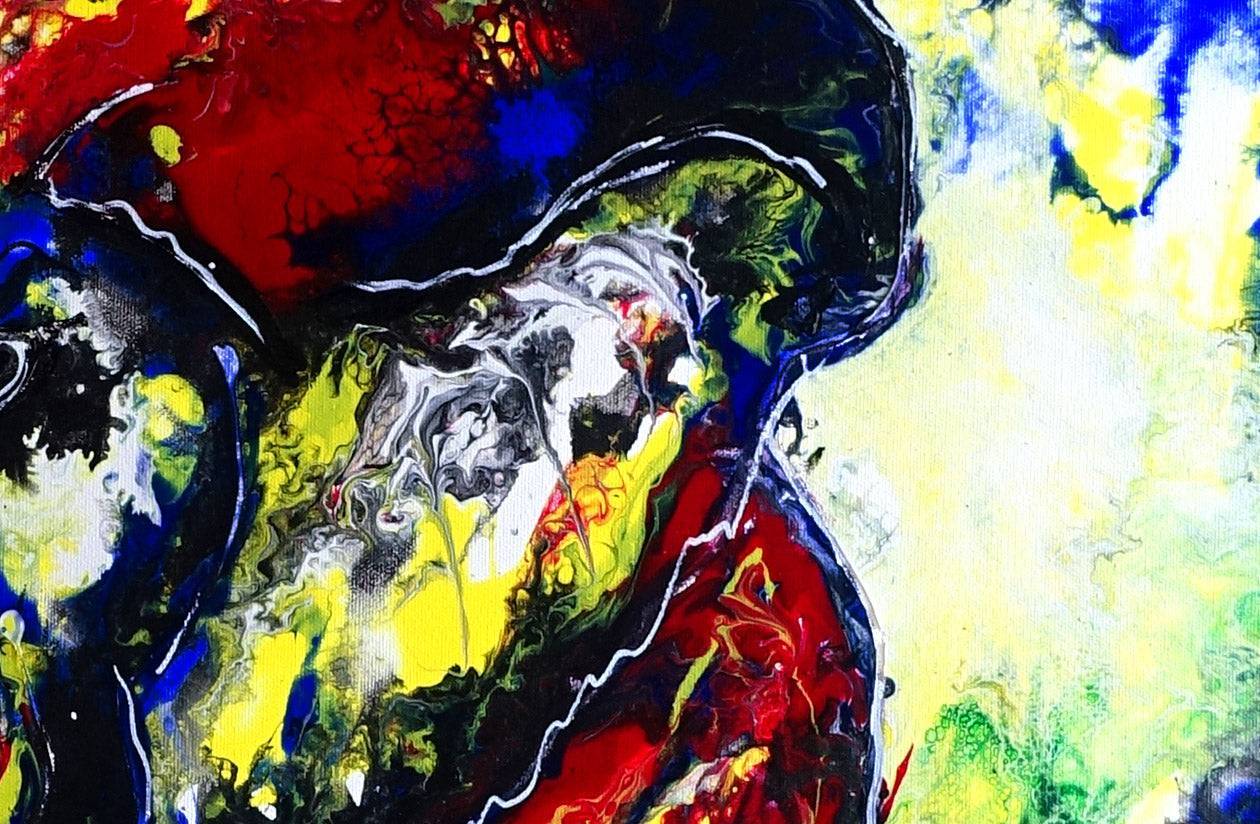 Elefant abstrakt bunt - handgemaltes Acrylbild Detail2