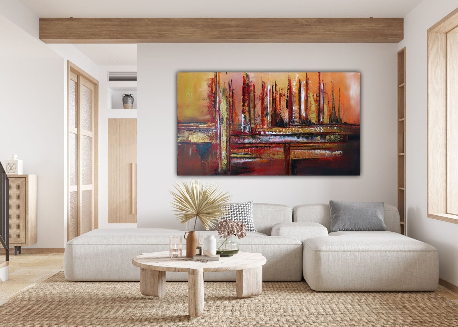 Entity - abstraktes Skyline Gemälde Acrylbild Wandbild rot braun 