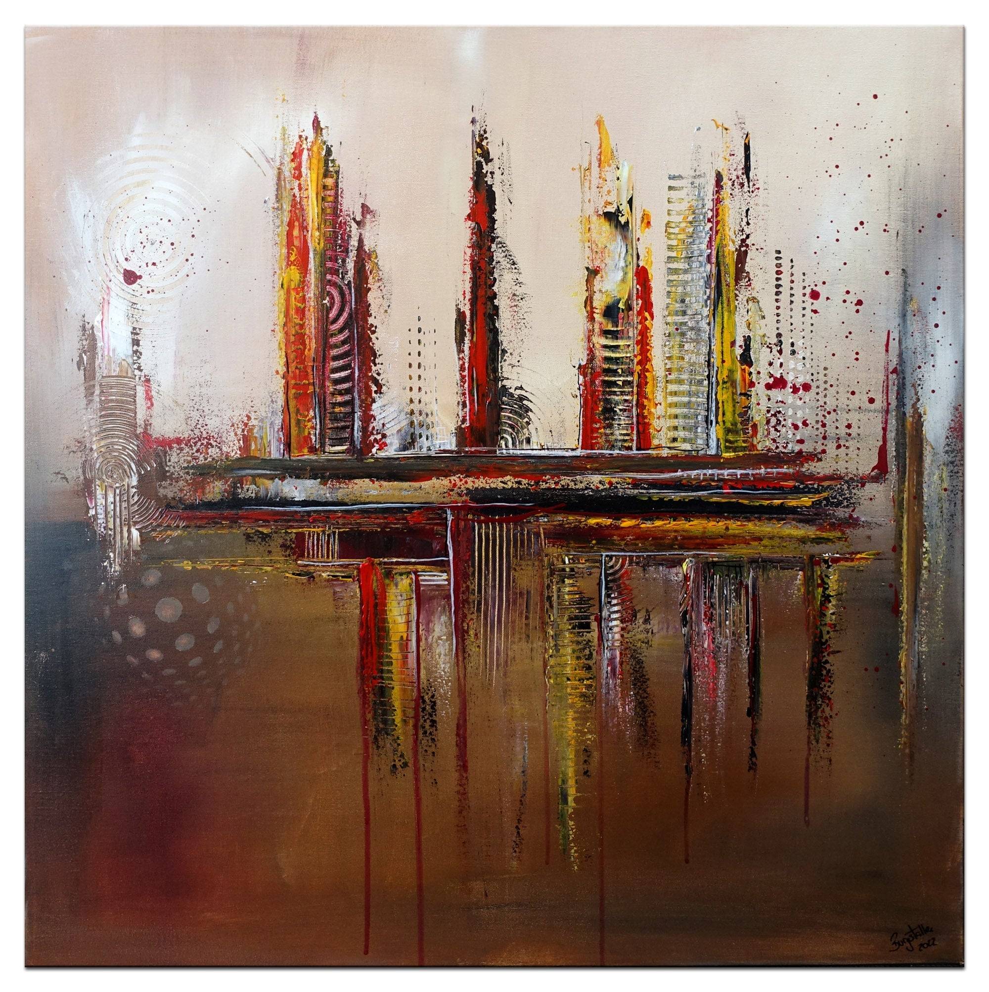 Essenz - abstrakte Skyline braun grau Acrylmalerei Leinwand 80x80