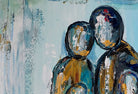 Familienbild abstrakte Figuren Eltern Kinder Acrylmalerei Detail4