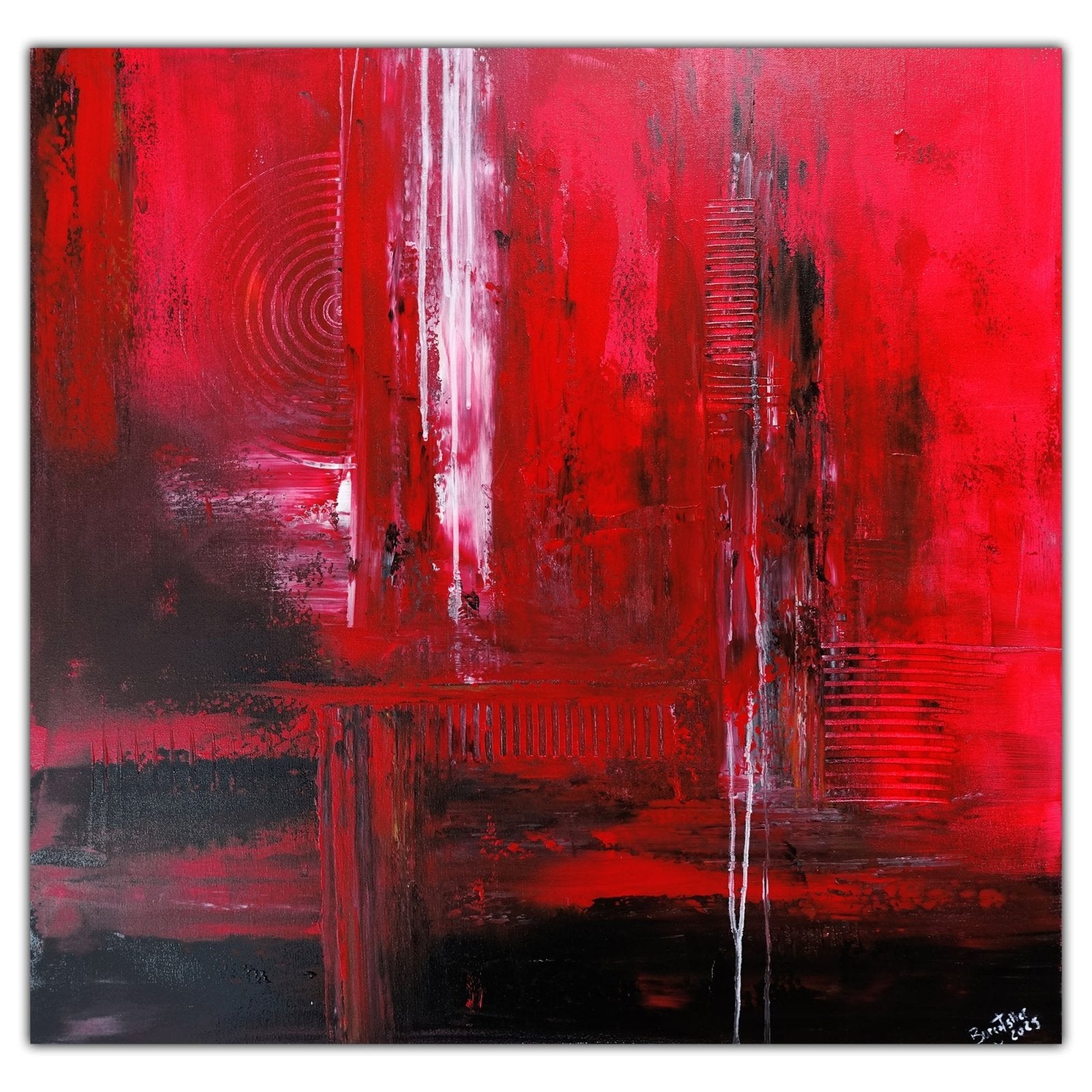 Rotes abstraktes Bild Leinwand handgemalt Acrylgemälde 80x80