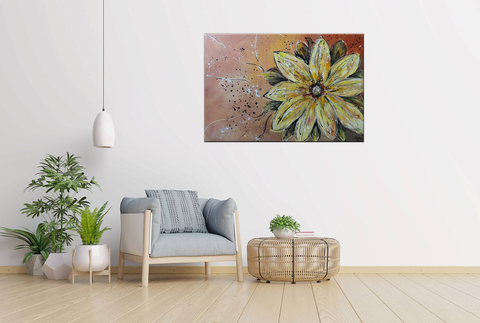 Flower - Florales Blumenbild, Kunstbild auf Leinwand handgemalt 100x80 - Atelier Burgstallers-Art