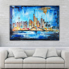 Frankfurt Bild handgemalt Skyline abstrakt Acrylbild w