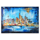 Frankfurt Bild handgemalt Skyline abstrakt Acrylbild 100x80