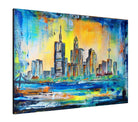 Frankfurt Skyline Bild abstrakt gemalt - Acrylbild auf Leinwand