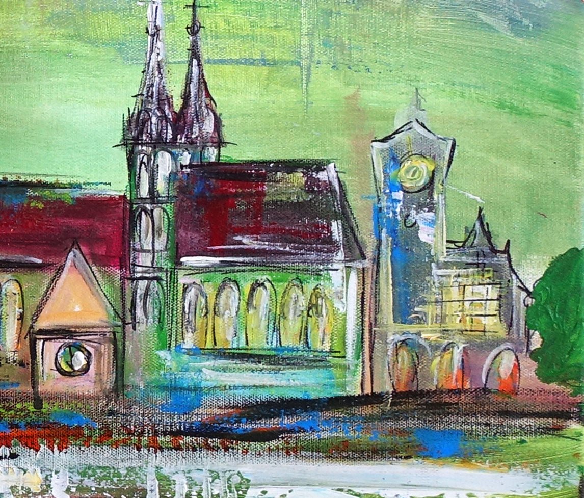 Freiburg Gemälde Skyline Bild Freiburger Münster Städte Malerei Acryl