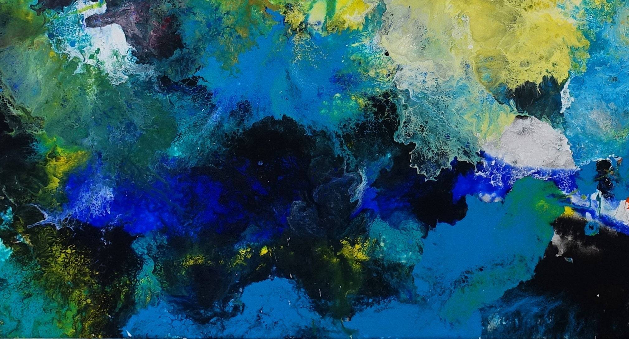 Galaktischer Nebel abstrakt gemalt - Fluid Art Wandbild bunt det2