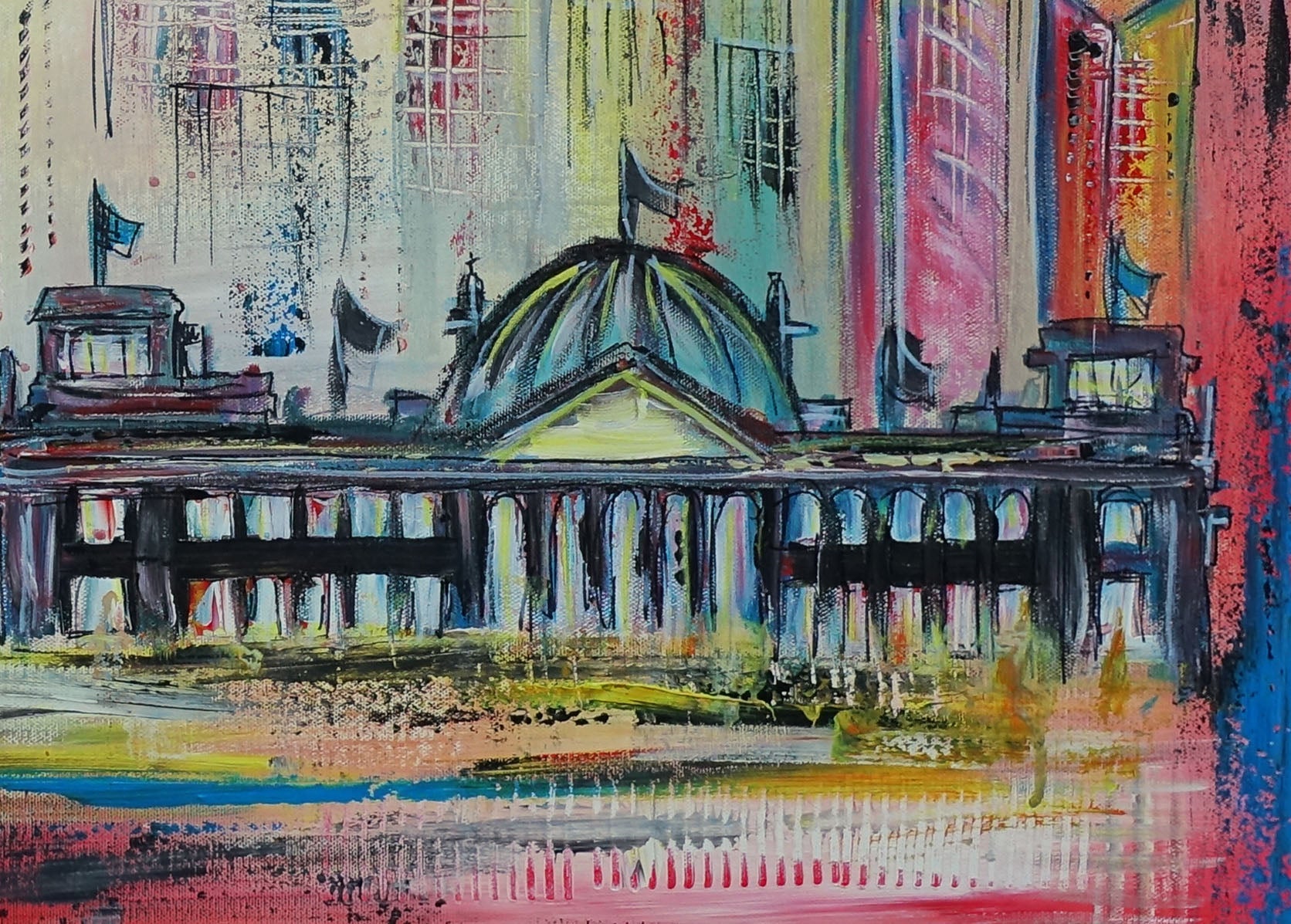 Gemälde Berlin Skyline Leinwand Acrylbild Brandenburger Tor Reichstag det4 80x80