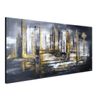 Abstraktes Skyline Bild grau gold Leinwand bild Acrylgemälde