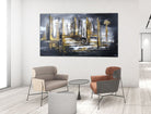 Abstraktes Skyline Bild grau gold Leinwandbild Acryl Gemälde