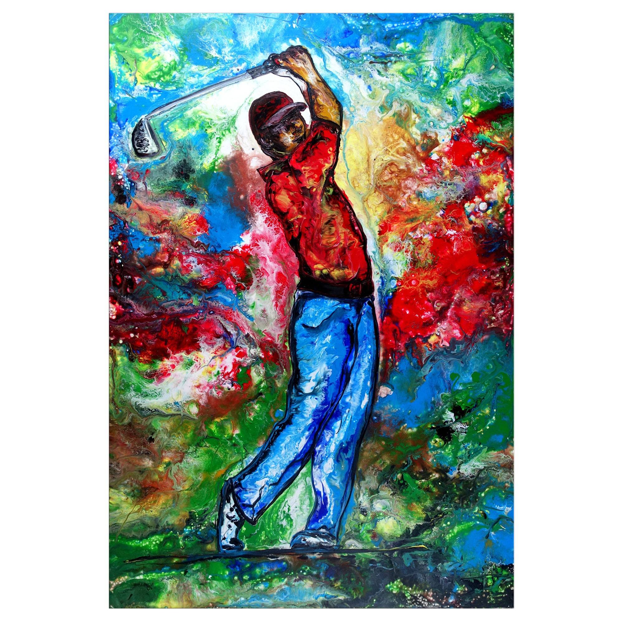 Golfer Golf Bilder Leinwand handgemalt Acrylgemälde Original