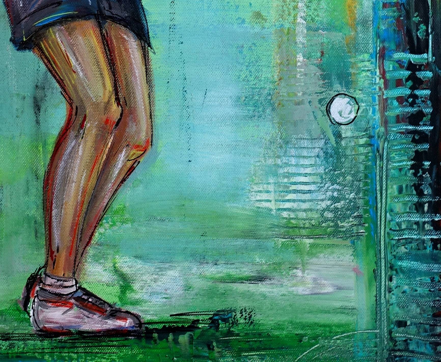 Golferin, Golfspielerin Bild gemalt, abstrakt