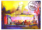 Handgemaltes Gemälde Stadt Dubai Skyline bunt abstrakt Leinwandbild Original 80x60