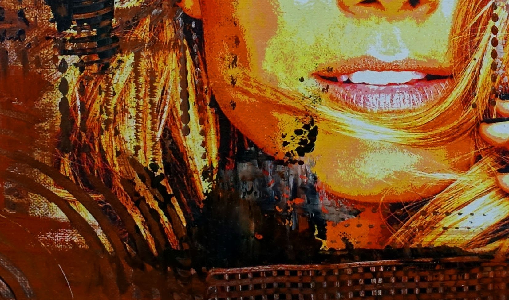 Heidi Klum abstraktes Portrait Acryl Collage Original