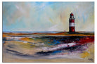 Leuchtturm Acrylbild Leinwandbild original gemaelde Kunstbild Meer Kueste 90x60