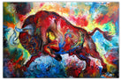 Murciélago Wandbild Stier Kampfstier Acrylbild Stiergemälde rot gelb bunt XXL 150x100