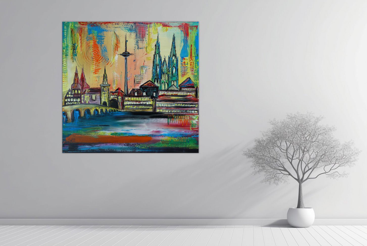 Regensburg Stadt Skyline Wandbild abstrakt Brückturm Brücke Dom