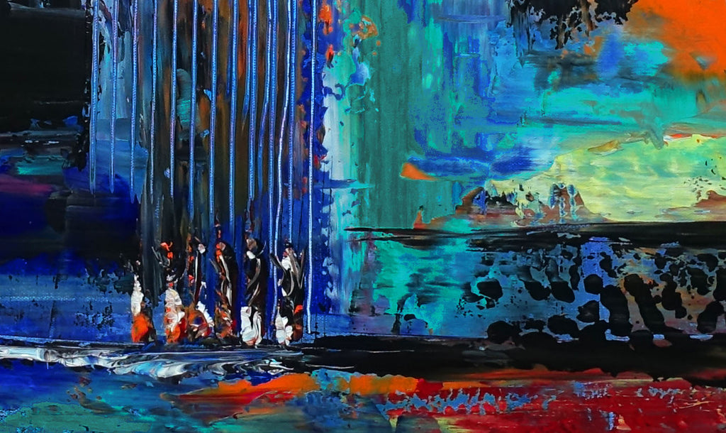 Regentänzer abstrakte Kunst blau rot Acrylbild abstrakt Leinwand Gemälde 80x80