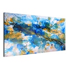 Rio Grande abstraktes Wandbild blau ocker Fluid Art Pouring