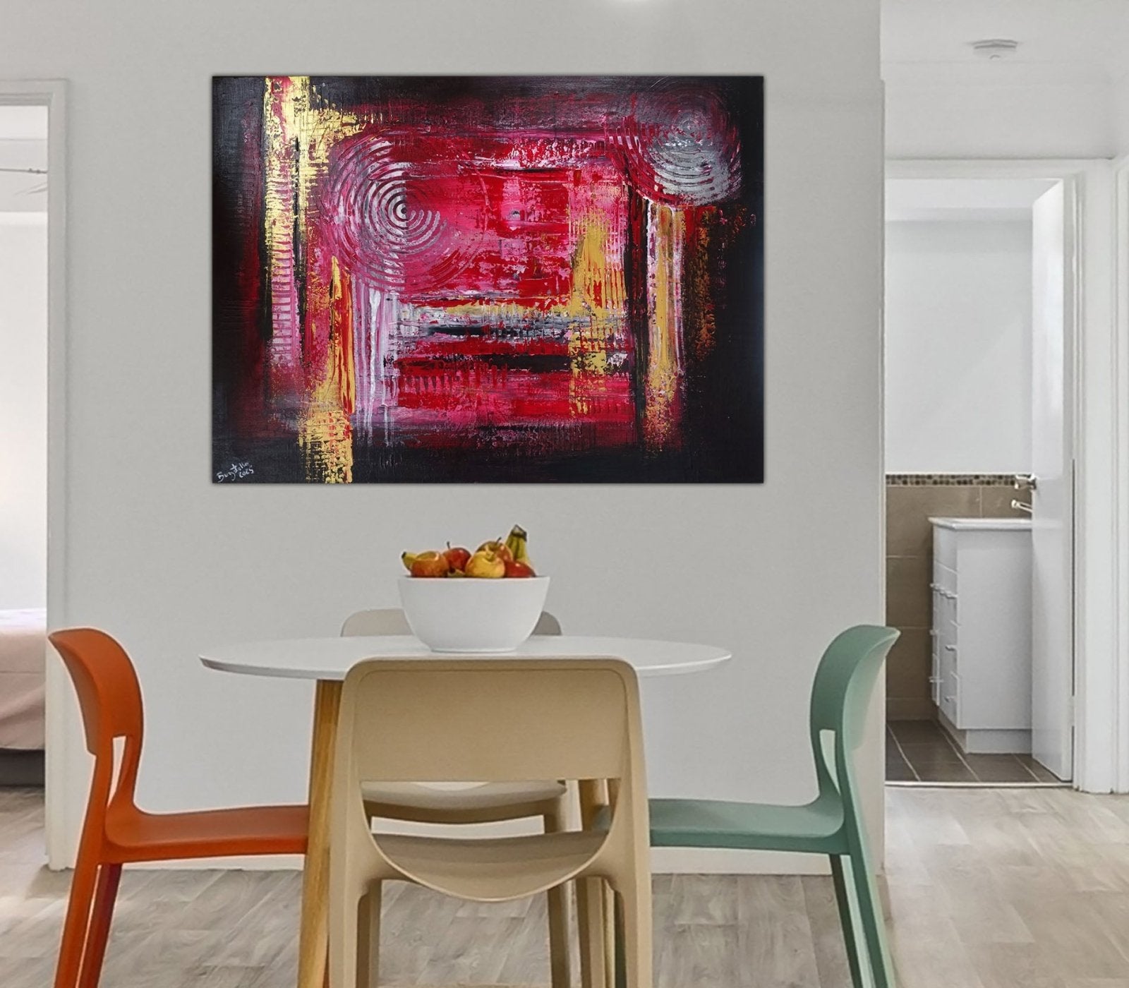 Rot Gold - abstraktes Leinwandbild Acrylbild Büro 80x60