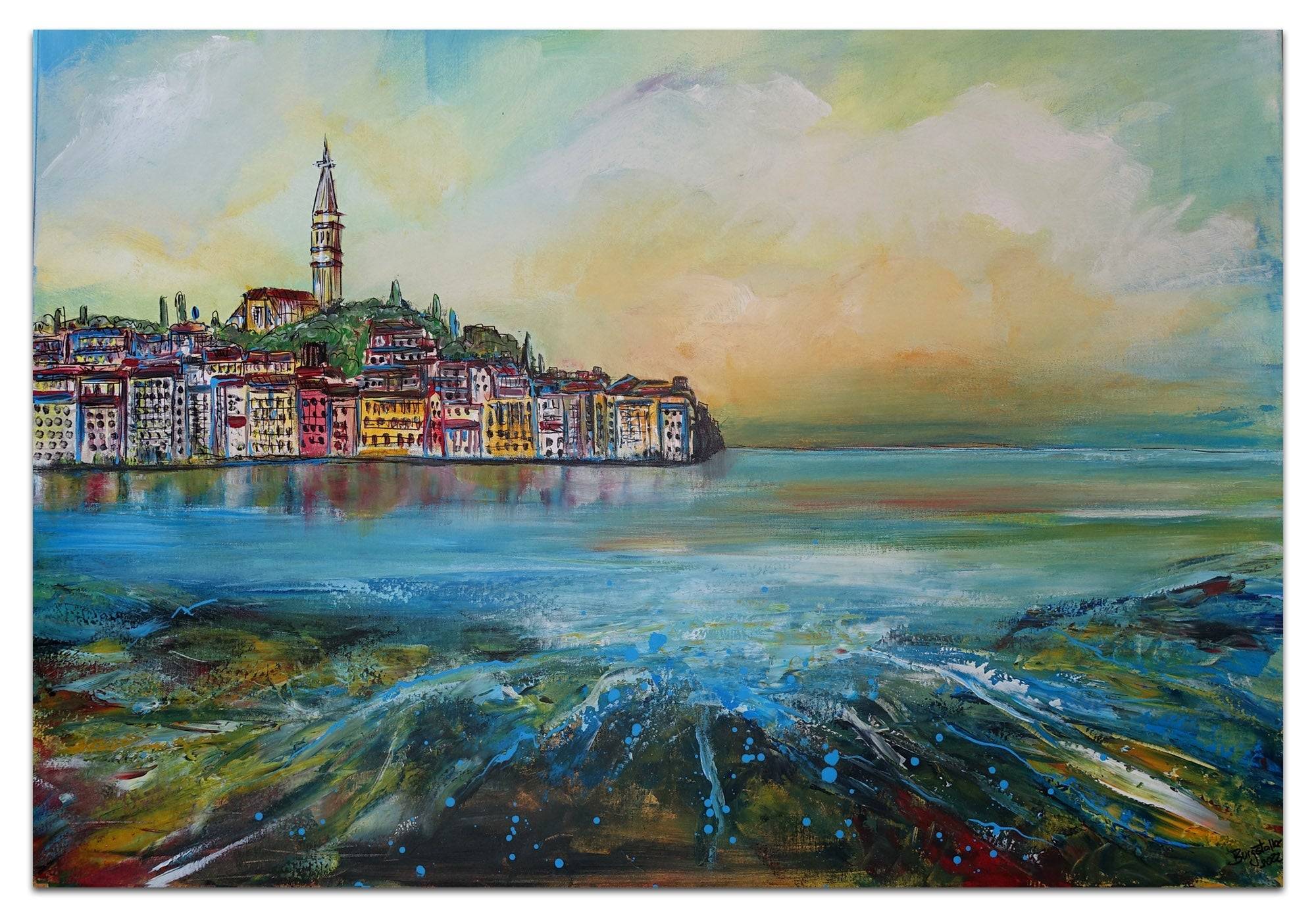 Rovinj Altstadt Leinwandbild Malerei Kroatien 116x81