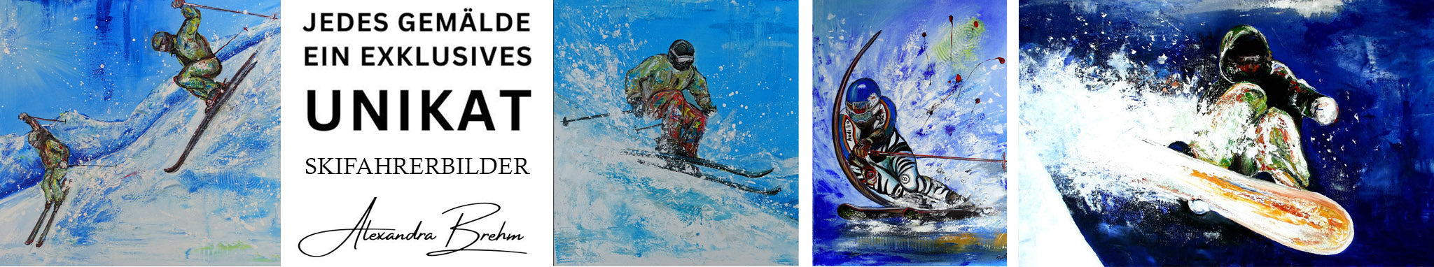 Skifahrerbilder gemalt - Ski Malerei - Snowbaordfahrer abstrakt