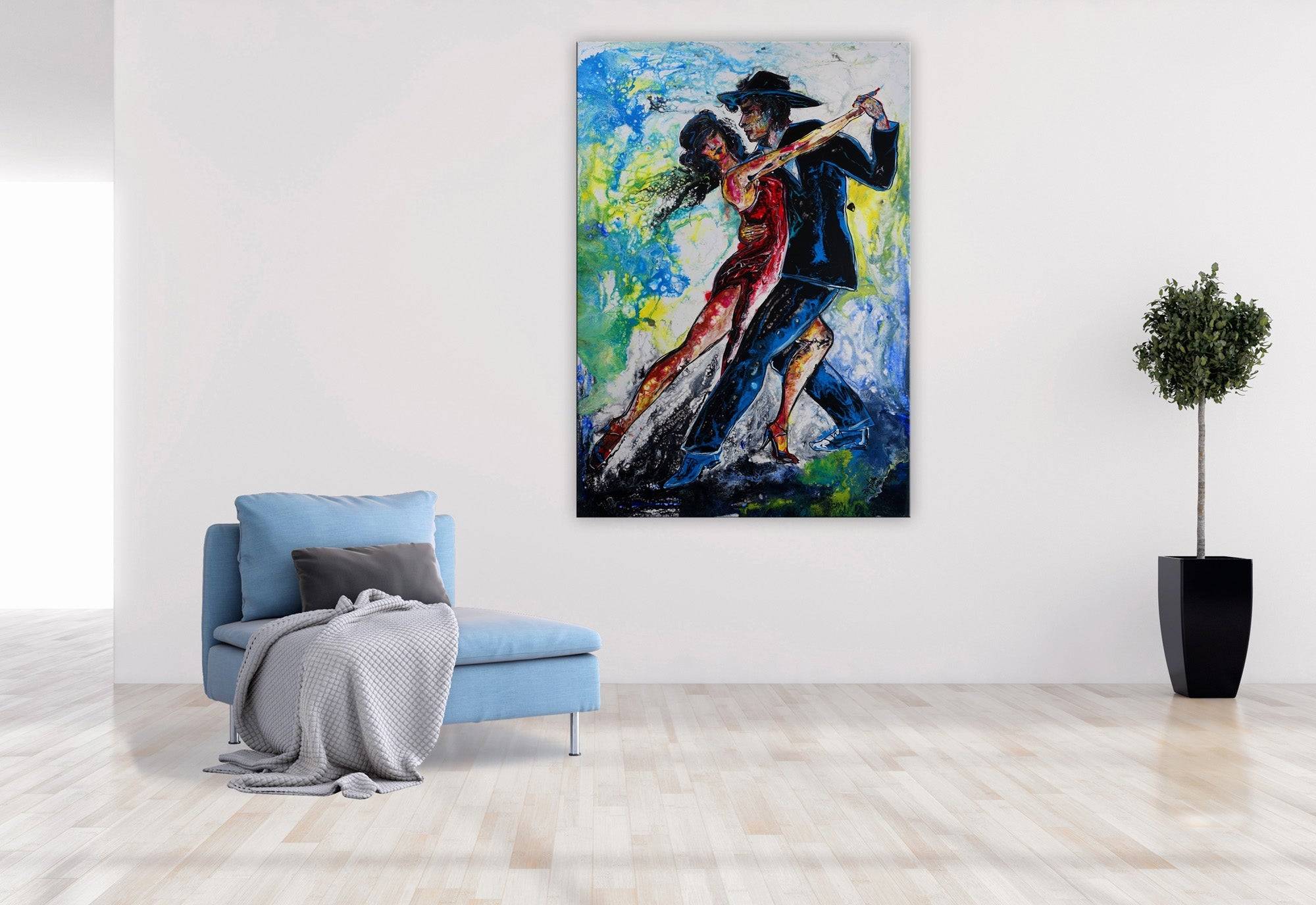 Tango Malerei handgemalt Acrylbild Tanz Gemaelde Bilder fuer Unternehmen Hotel