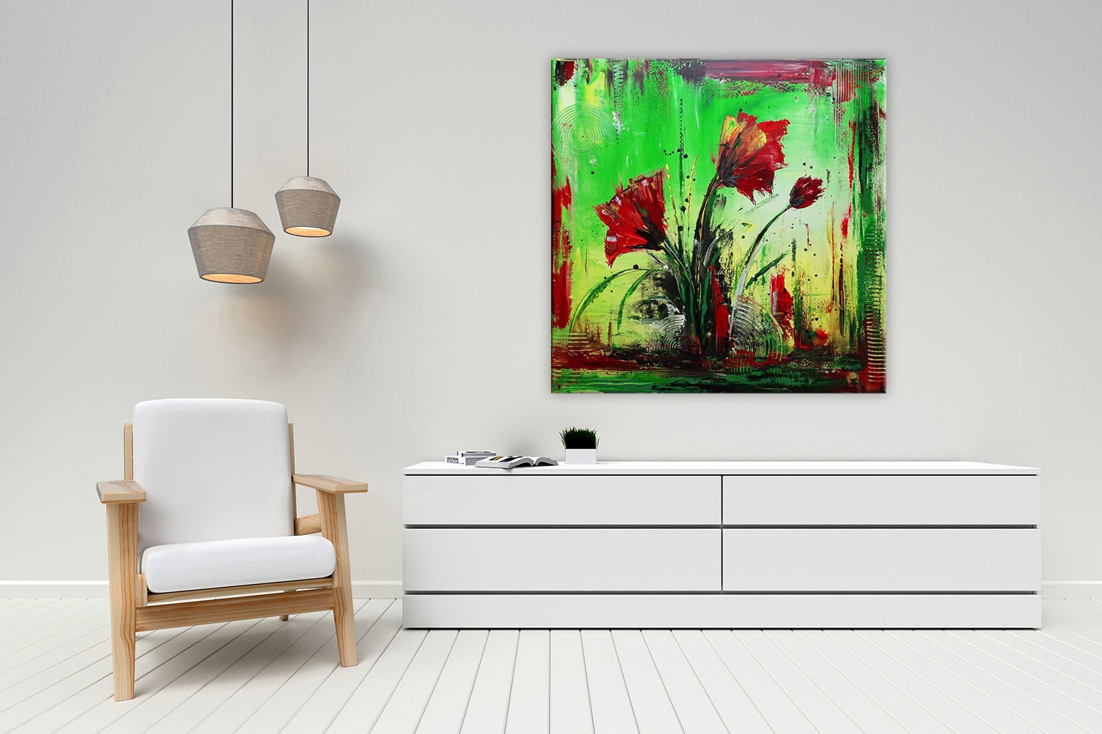 Tulpe Mariette Blumenbild Leinwand abstrakt Blumen Malerei Gemälde Acrylbild