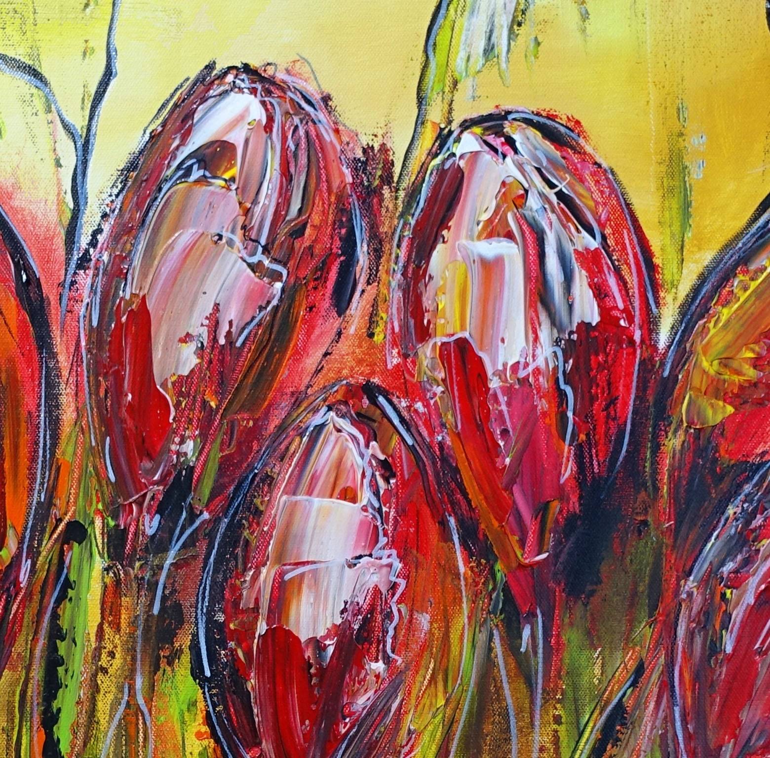 Tulpen Blumen Wandbild Acrylbild Kuenstler Unikat Detail1