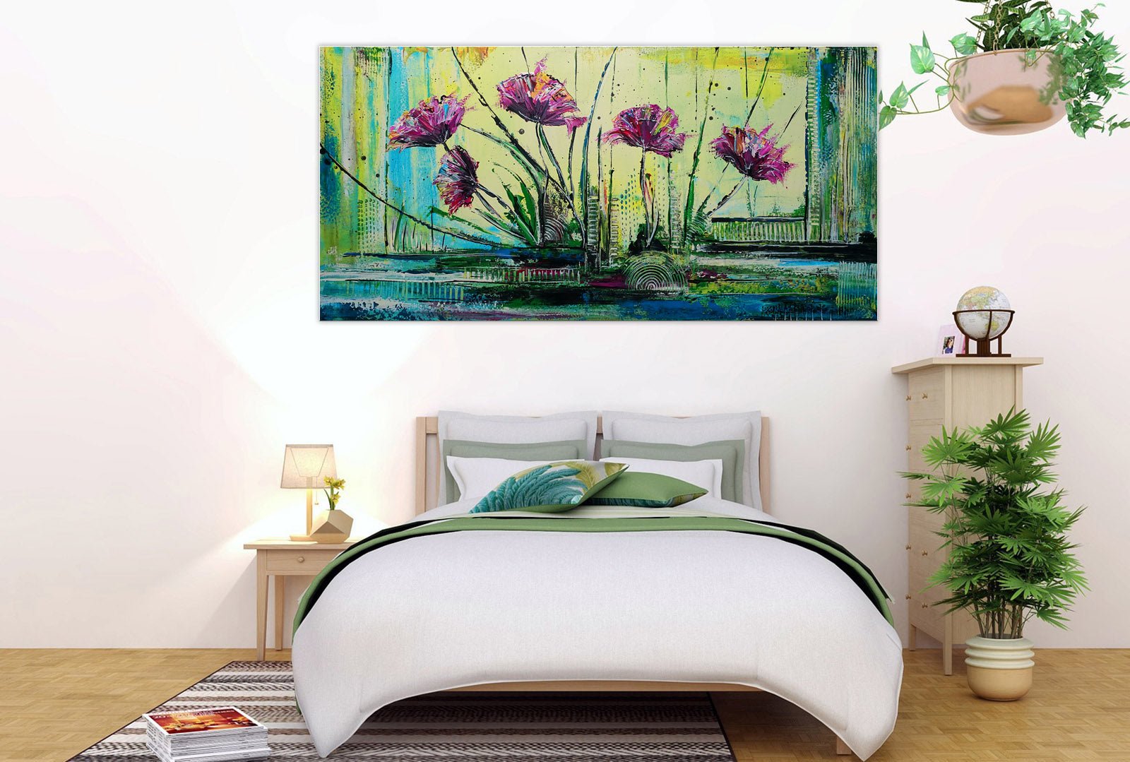 Tulpen Negrita Blumen bild handgemalt Leinwand abstrakt moderne Blumenmalerei Gemälde 120x60 2407