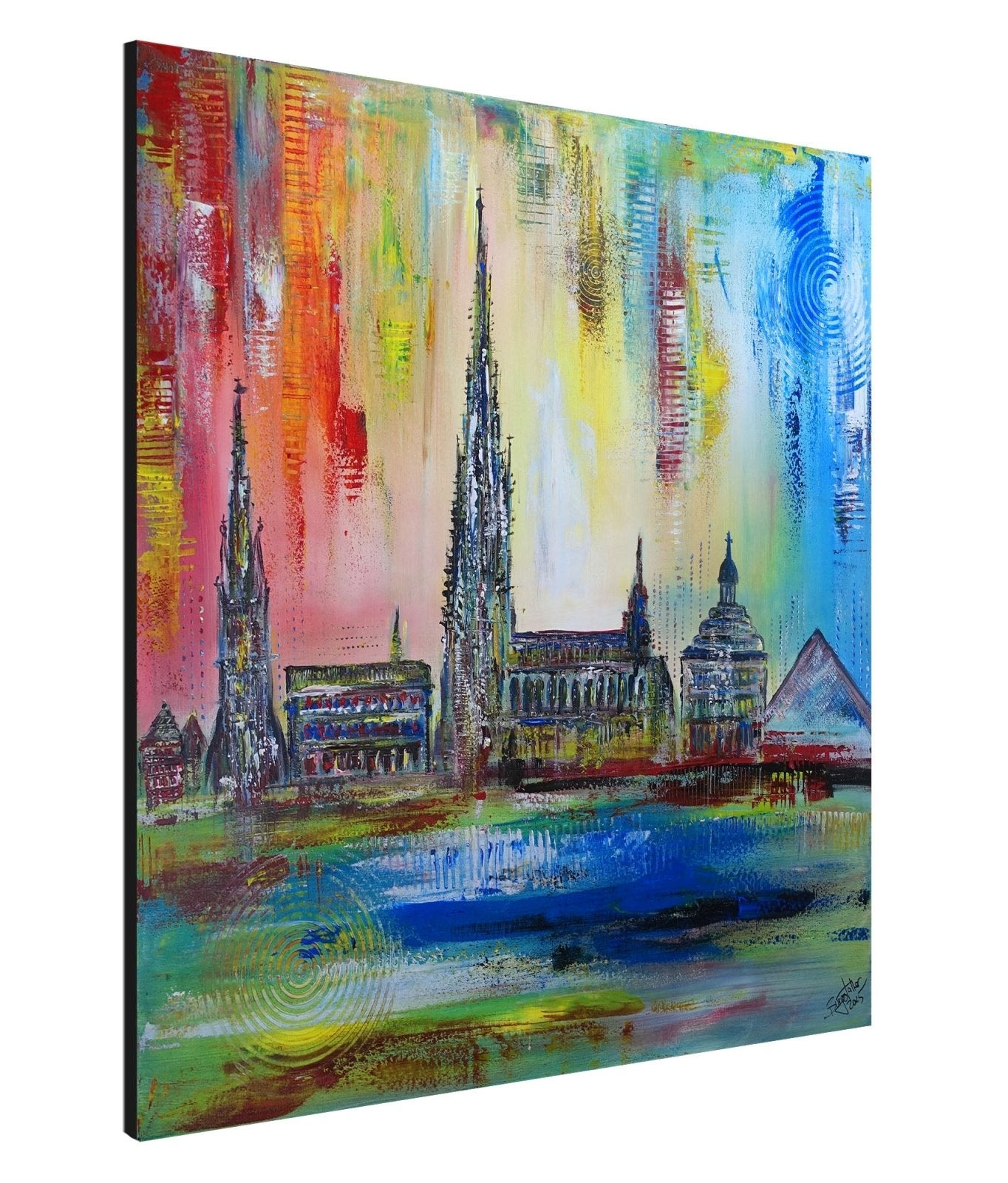 Ulm Bild abstraktes Skyline Gemälde Ulmer Münster Rathaus