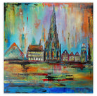 Ulm Gemälde Skyline abstraktes Wandbild Münster Bücherei Rathaus Metzgerturm 100x100