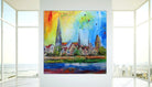 Skyline Ulm abstrakt gemalt Fischerviertel 100x100