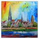 Ulmer Münster Gemälde, Skyline Ulm abstrakt gemalt Fischerviertel 100x100