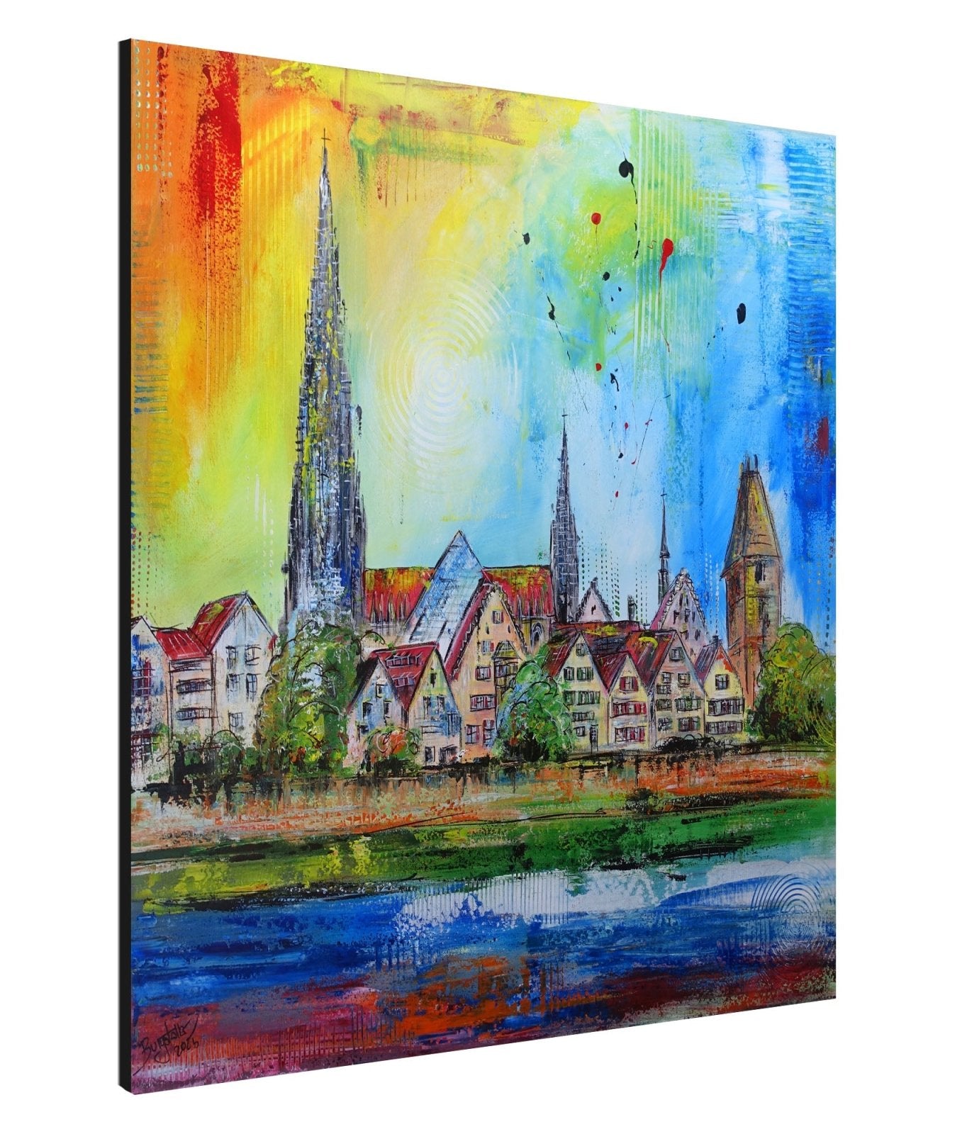 Ulmer Münster Gemälde, Skyline Ulm  100x100