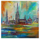 Ulmer Skyline Bild abstrakt Acryl Gemälde Münster Bücherei Donau