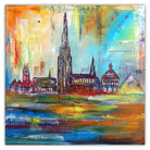 Ulmer Skyline Bild abstrakt Acryl Gemälde Münster Bücherei Schwörhaus Rathaus