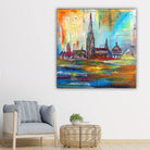 Ulmer Skyline Bild abstrakt Gemälde Münster Bücherei Schwörhaus Rathaus