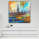 Ulmer Skyline Gemälde abstrakt Acryl