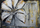 Wandbild Blumen grau gold - Modernes Bluetenbild Unikat 100x70cm - Atelier Burgstallers-Art