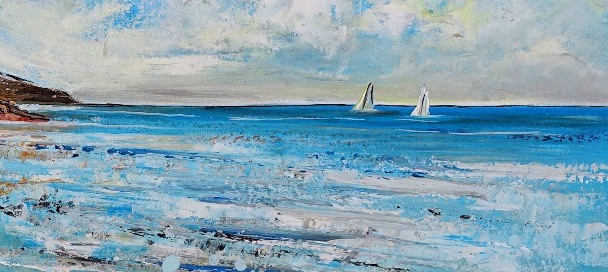 Wandbild Segelboote, maritimes Acrylbild & Boote 90x60